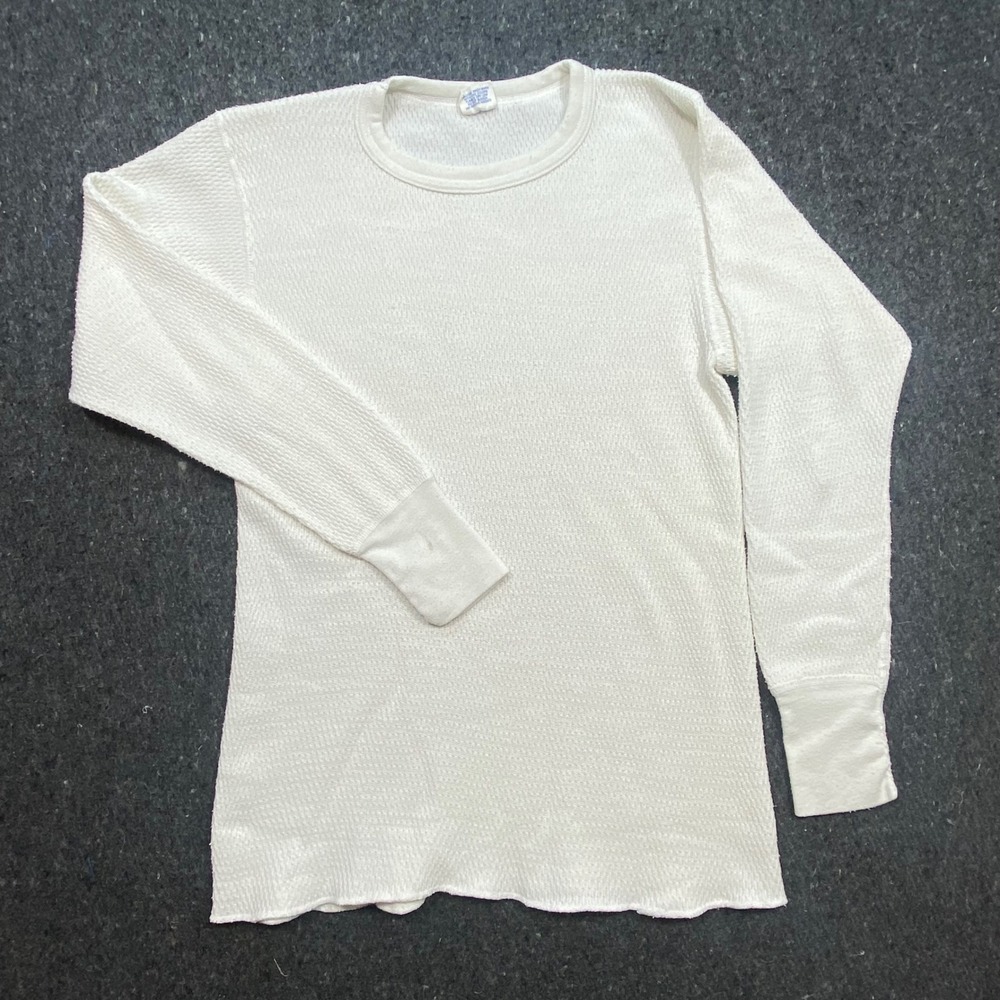 J.E. Morgan Vintage Mens M White Thermal Long‎ Johns Arctex Base Layer Top USA